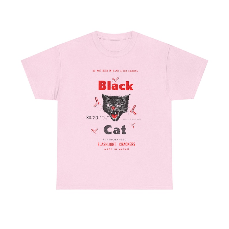 Retro Black Cat Firecracker Tee: 4th of July USA Graphic image 10