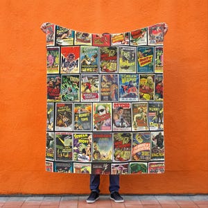 Vintage Horror Decor Blanket | Iconic Movie Poster Throw for Cozy Spaces
