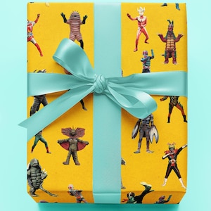 Retro Kaiju Gift Wrap: Japanese Monster Wrapping Paper, Sci-Fi Fans