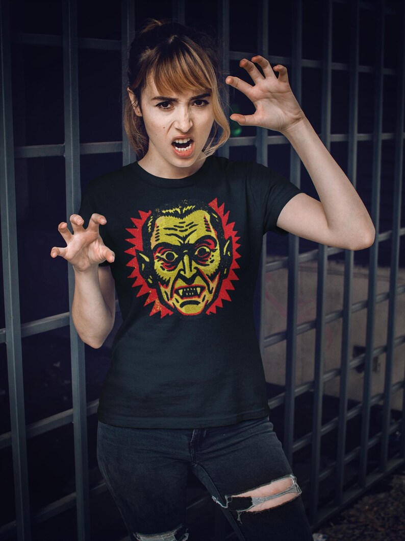 Retro Halloween Vampire T-Shirt: Gothic Horror Graphic Tee image 5