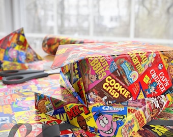 Retro Cereal Box Gift Wrap: Nostalgic 80s Wrapping Paper