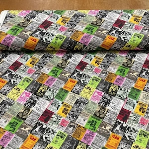 Punk Flyer Collage Fabric by Yard