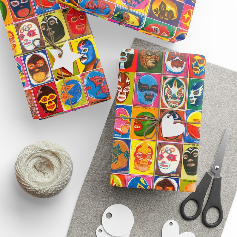 Lucha Libre Wrapping Papers, Mexican Wrestling Themed Birthday Gift Wrap image 2