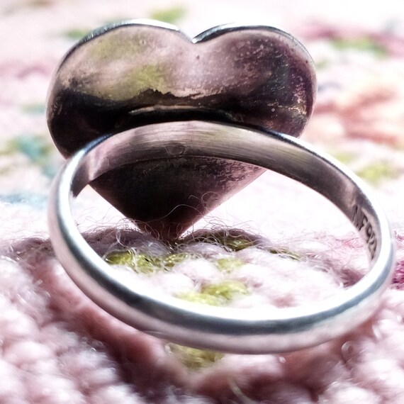 Sterling Silver HEART RING Vintage size 7 - image 8