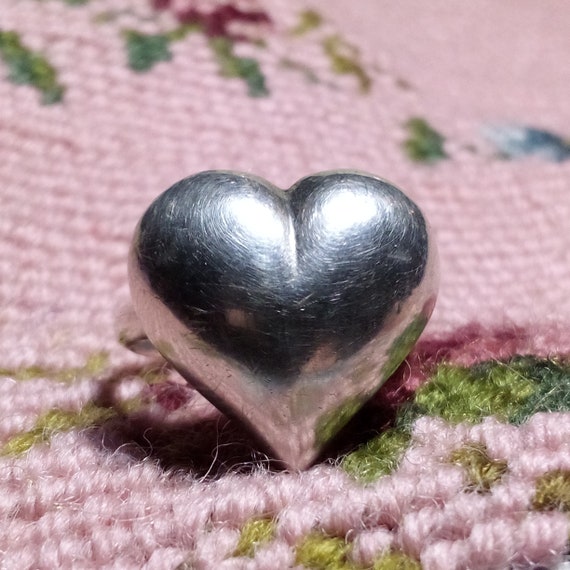 Sterling Silver HEART RING Vintage size 7 - image 7
