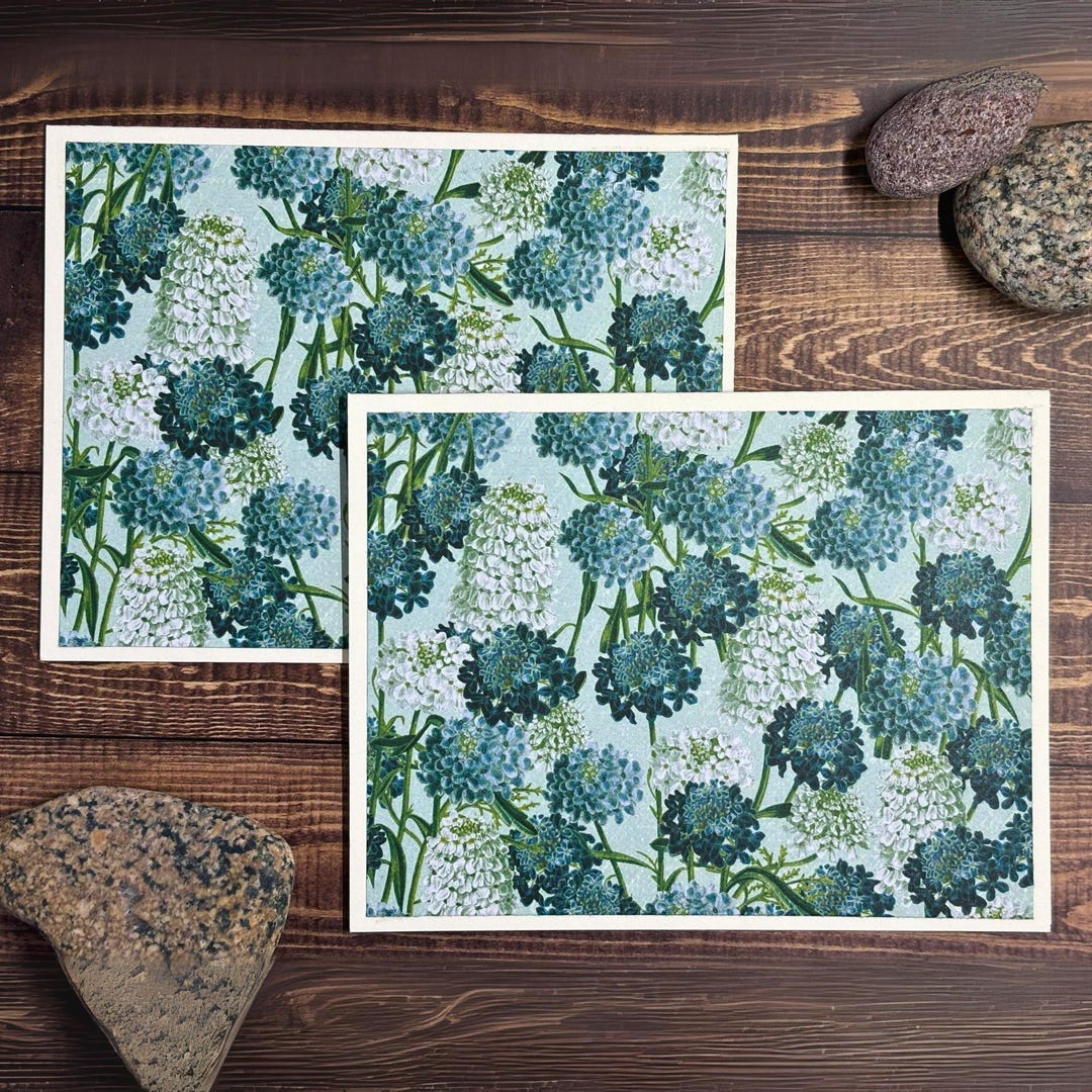 Hydrangea Hiatus - Handmade Blank Folded Note Cards - Set of 6 With ...