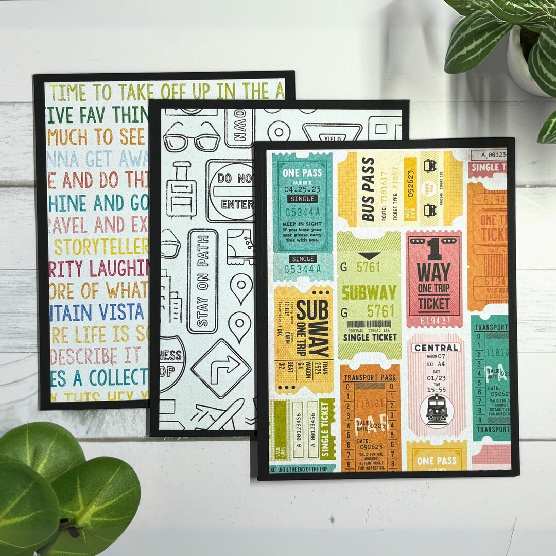 Ticket to Ride - Handmade Blank Folded Note Cards - Set of 6 With ...