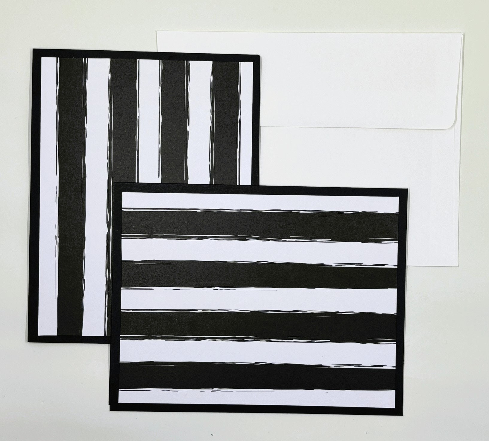 Handmade Black and White Striped Note Cards - Set of 6 - Etsy