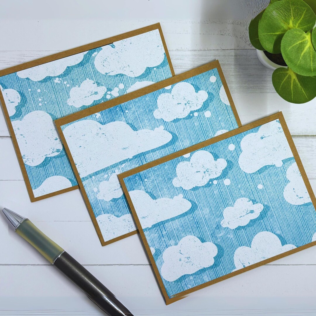 Head in the Clouds - Handmade Blank Folded Note Cards - Set of 6 With ...