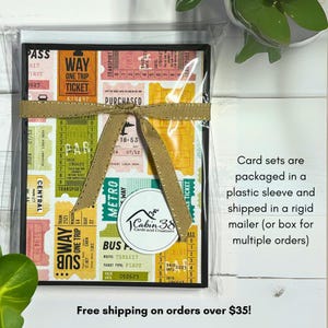 Ticket to Ride - Handmade Blank Folded Note Cards - Set of 6 With ...