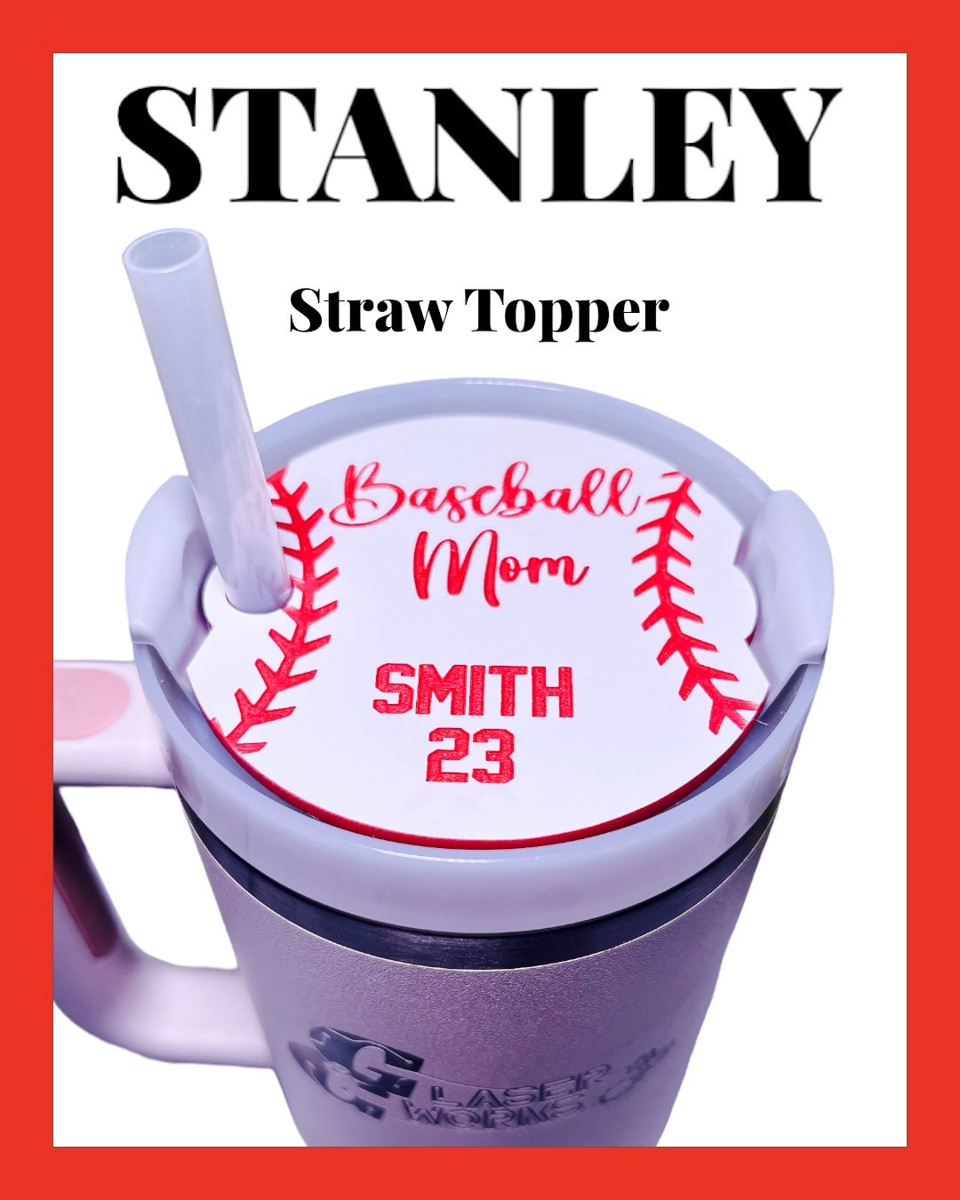 Stanley 20 & 30oz Full-lid Straw Topper Pack MAKE YOUR OWN Baseball  Football Soccer Basketball Volleyball Tennis Pickleball Hockey 