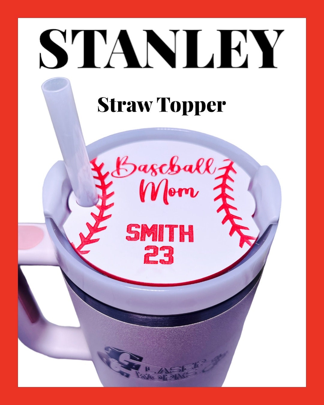 Softball Straw Topper, Bow Straw Topper, Stanley Straw Topper