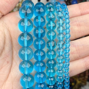Perline di cristallo blu naturale - Braccialetti fai da te, Collane fai da te, Cristalli di vetro blu, Fatto a mano, Regalo per relazione, Amicizia