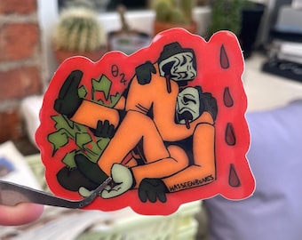 Cuddling Masked Vinyl Sticker (Lethal Company)