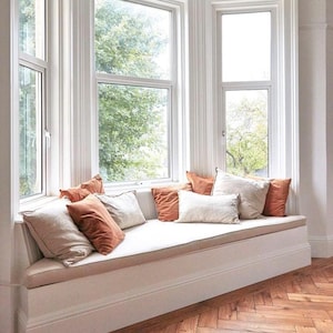 Personalisierter Fenster Sitzkissenbezug, Ivory Baumwolle-Leinen, Tierfreundlich