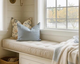 Indoor Window Seat Cushion, Custom French Style, Seat or Sofa Pad, Elegant Handmade Decor,