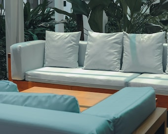 Fodera per cuscino da esterno personalizzata: panca da patio, seduta da giardino, resistente all'acqua