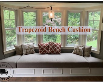 Custom Trapezoid Bench Cushion, Window Seat Pad Cover, Bay Window Upholstery