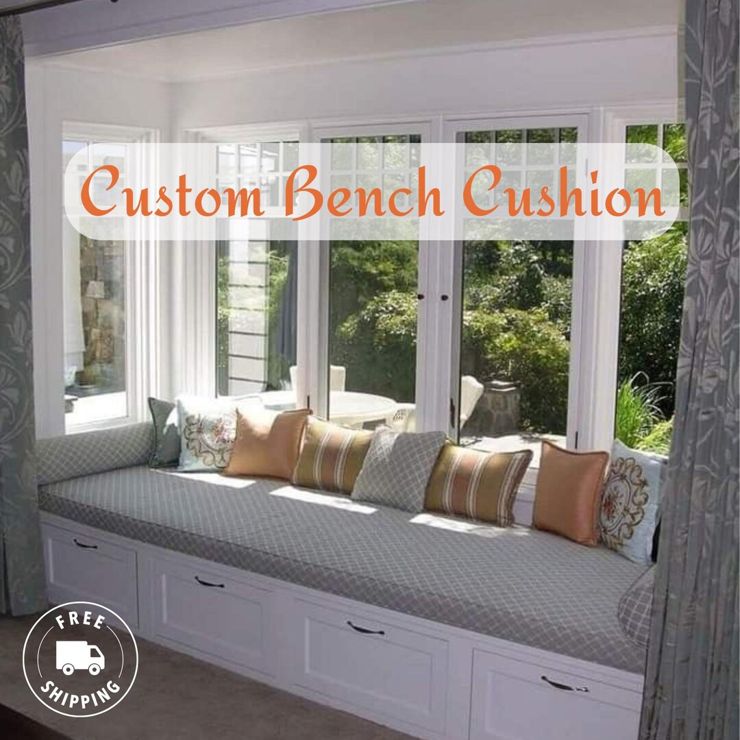 Custom Bench Cushion Cover: Handmade Linen - Cotton Durable Seat Pad - Etsy