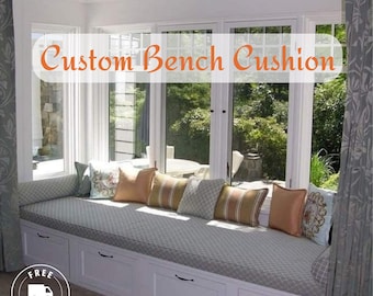 Custom Bench Cushion Cover: Handmade Linen - cotton durable Seat Pad