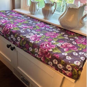 Floral Custom Bench Cushion , Boho Flower Pattern Fabric, Farmhouse, Custom Window  Seat Covers
