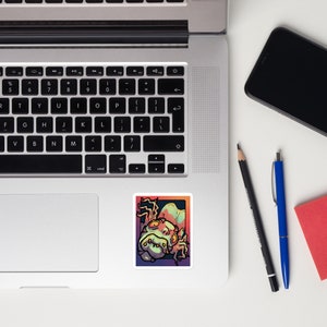 Gruseliger Monster Sticker mit lebendigen Farben und originellem Design