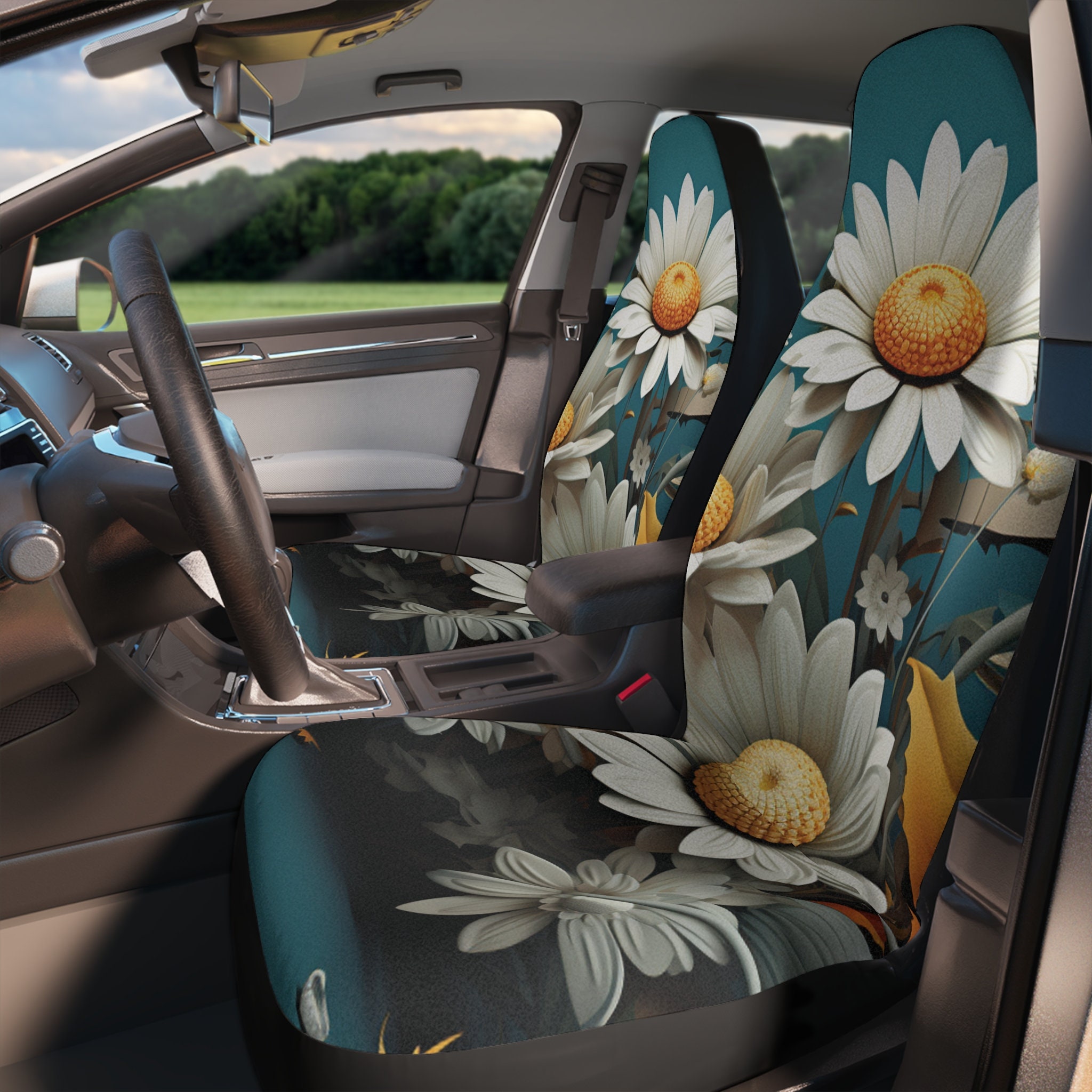 Allcute Floral Daisy Car Seat Covers Full Set For Suv Trucks Sedan