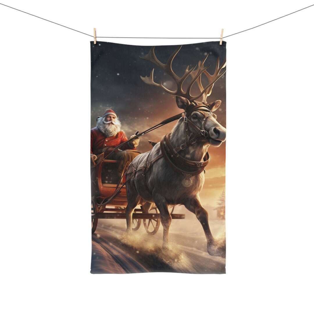 Santa Claus Reindeer Christmas Hand Towel Cute Winter Towel Xmas Hand Towel Christmas Home Decor