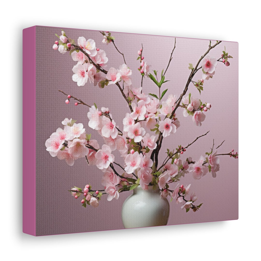 Cherry Blossom Art Cherry Blossom Canvas Art Flowers on Canvas Wall Art