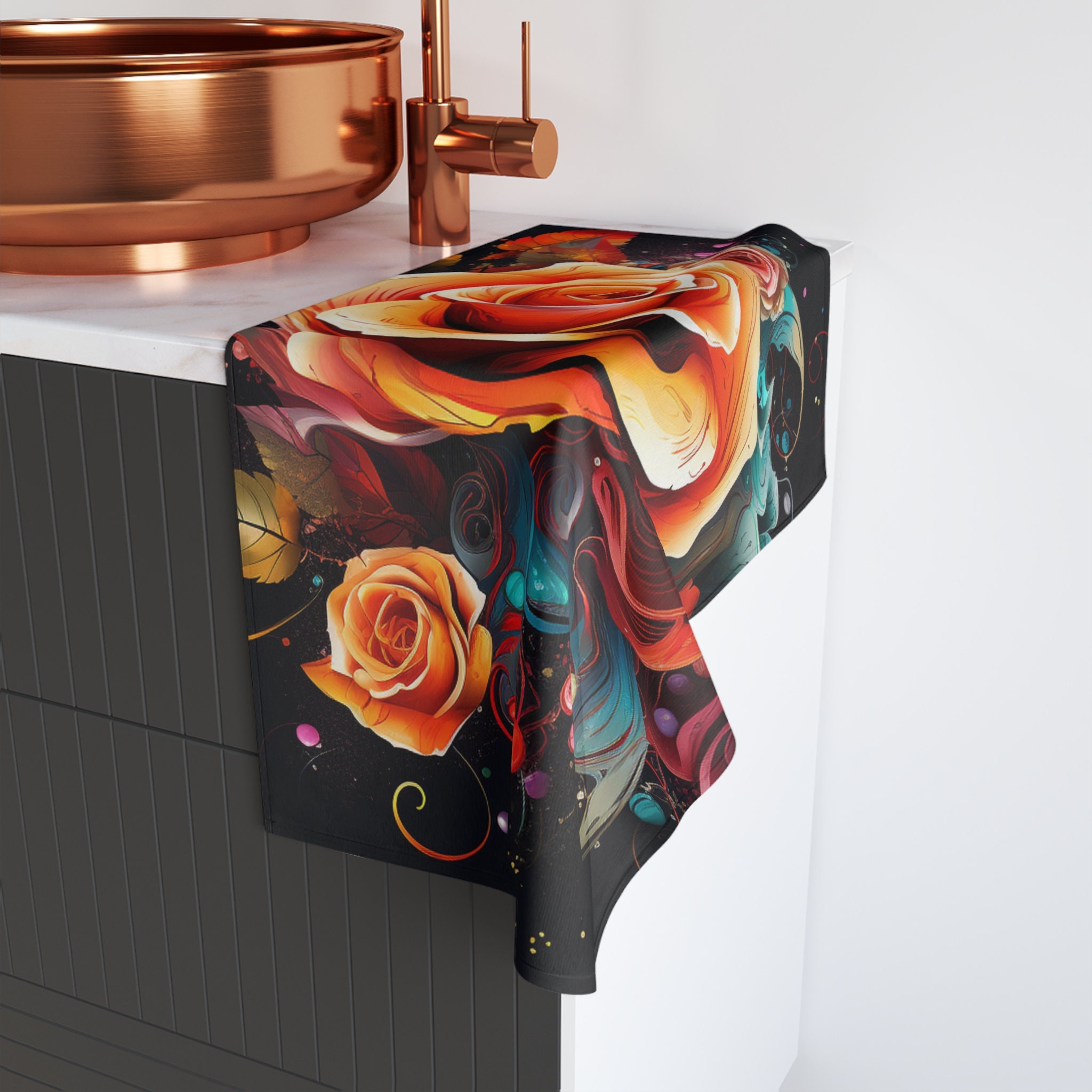 Rose Hand Towel Abstract Rose Floral Towel Floral Hand Towel Hand Towel