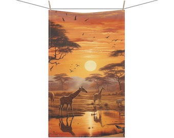 Africa Safari Kitchen Towel | Home Dining | Scenic Landscape Kitchen Towel | Great Outdoors | Nature Lover Towel | Floral Kitchen Décor