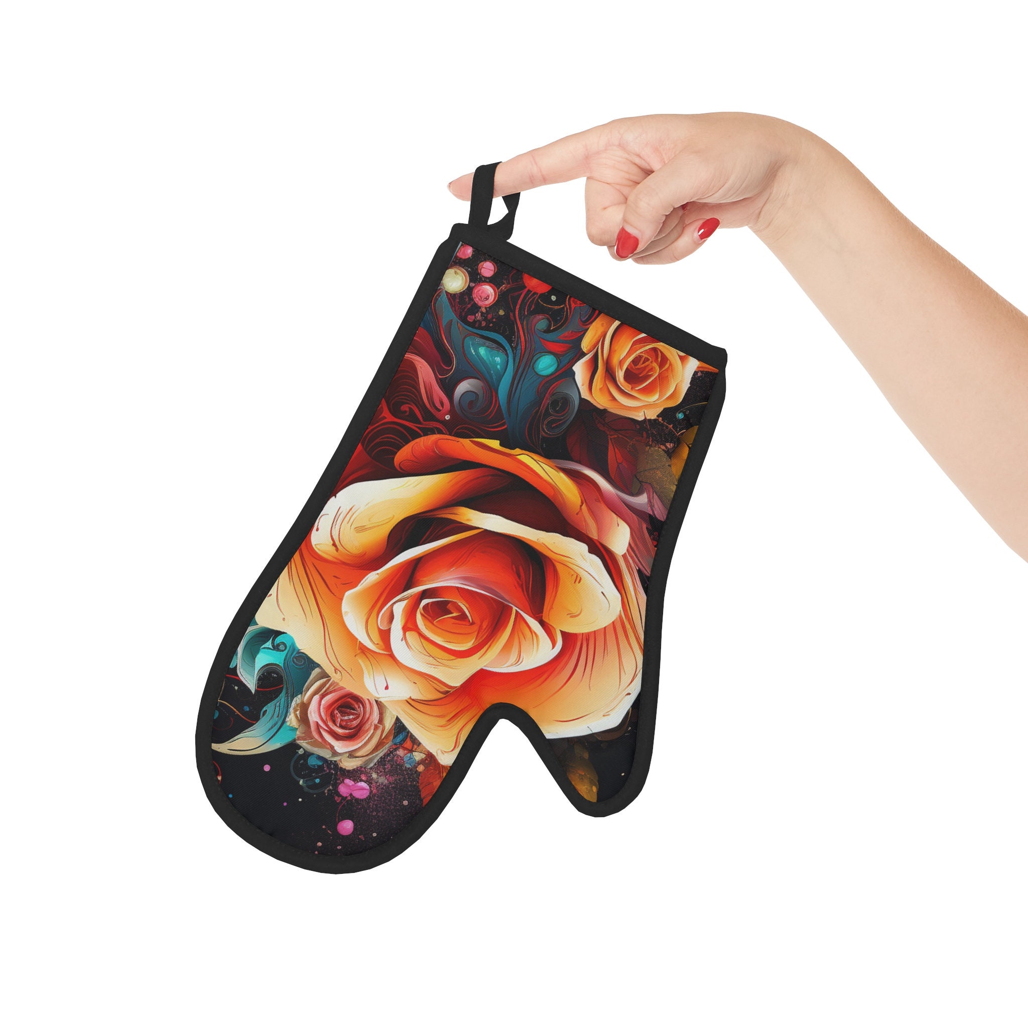 Rose Oven Glove Roses Oven Mit Oven Glove Floral Home Etsy