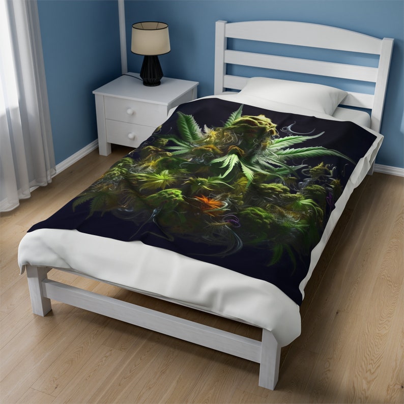 Mystical Nug Plush Blanket Marijuana Blanket Cannabis Print Blanket