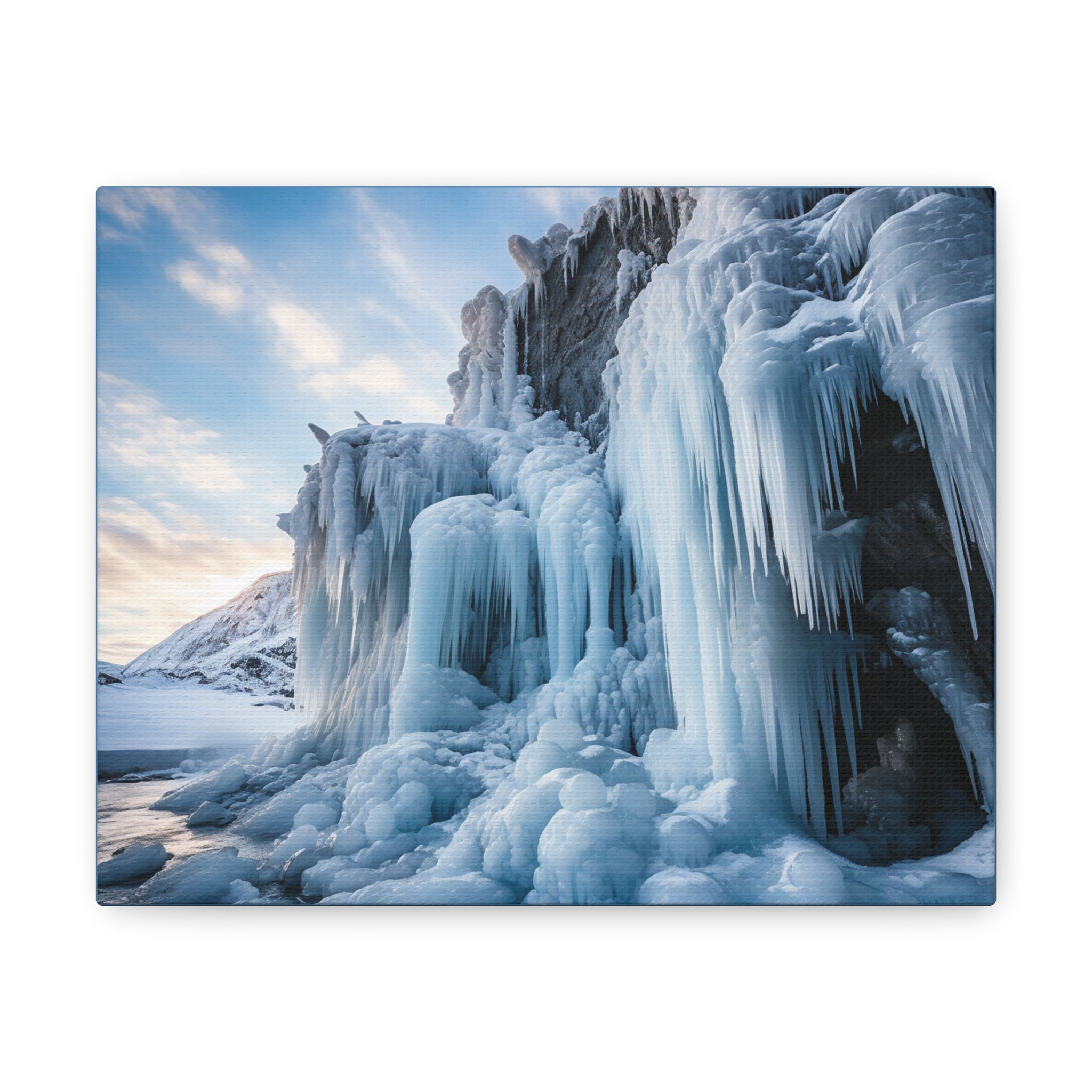 Frozen Waterfall Winter Canvas Art Winter Landscape Winter Wall Art