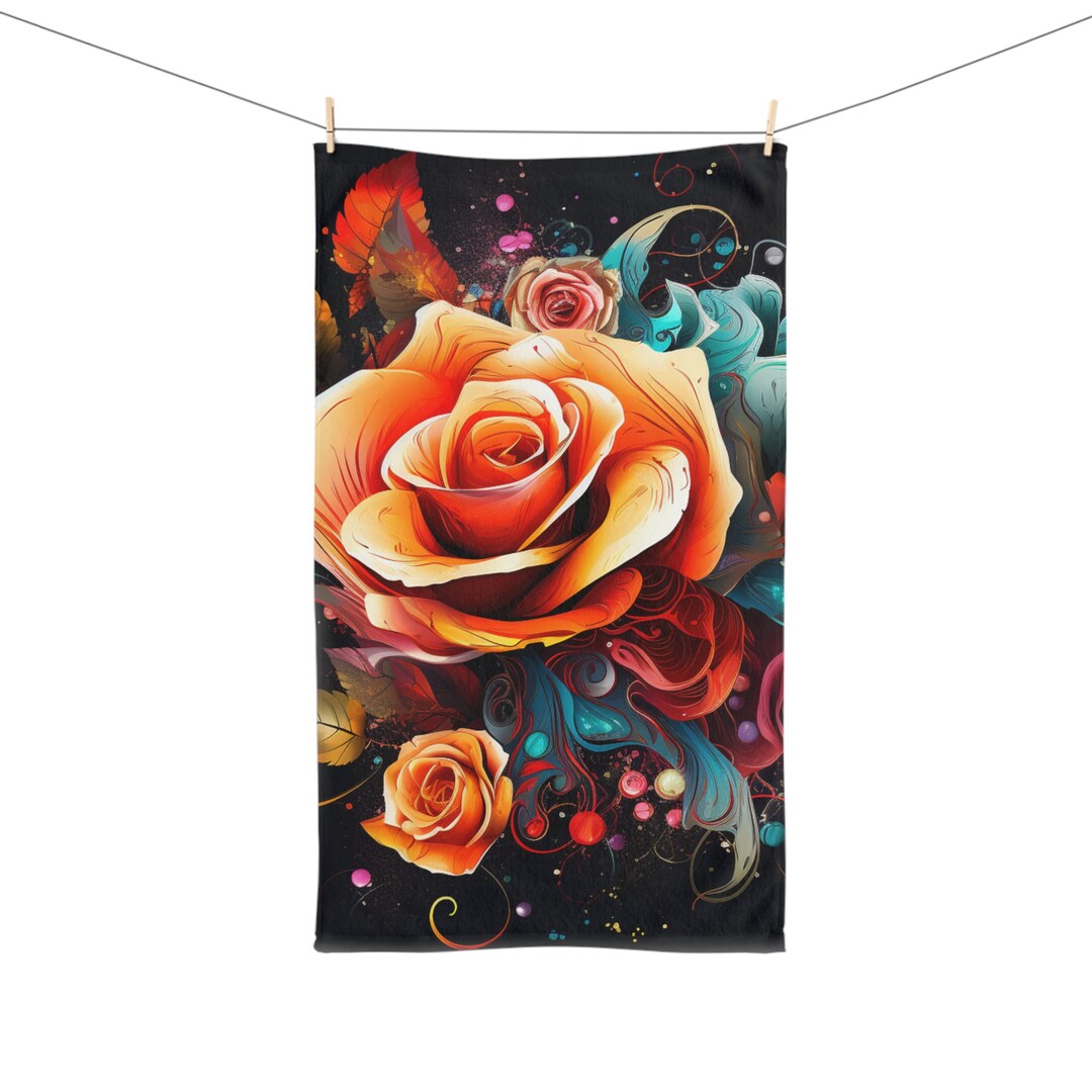 Rose Hand Towel Abstract Rose Floral Towel Floral Hand Towel Hand Towel