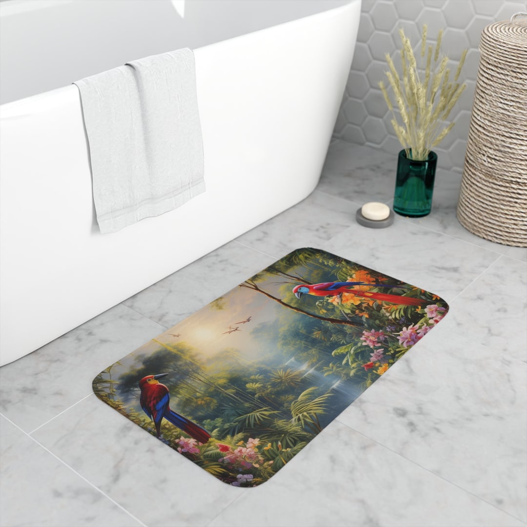 Tropical Forest Memory Foam Bath Mat Housewarming Gift Scenic Landscape ...