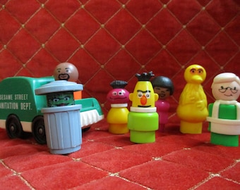 Fisher Price 939 940 Little People Sesame Street characters figures vintage 1970 Sesamstraat Sesamstrasse Sesam Muppets Bert Roosevelt etc