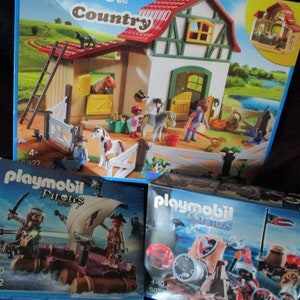 Playmobil complete play sets mid 2010s 6927 Pony Club 6038 Knights w/ Cannon 6682 Pirate Raft
