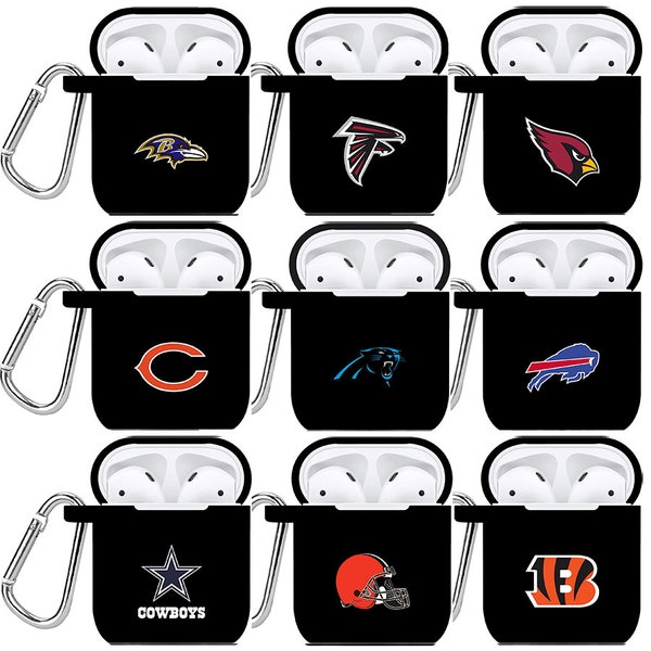 NFL Football Team Printed Black AirPods Case - Compatible With AirPods 1, 2, 3, And Pro - Show Your Love for American Football !!