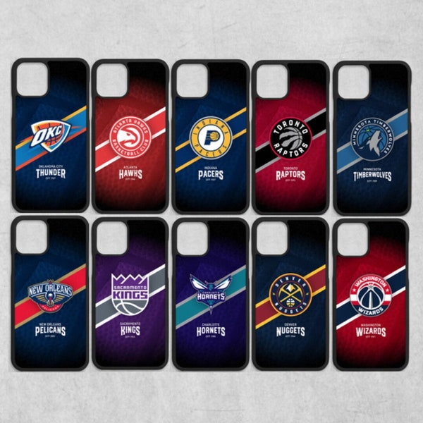 Étui pour téléphone des équipes de la NBA pour iPhone 5 - 15 Pro Max - Samsung Galay A - Basket-ball américain - Lakers, Bulls, OKC, 76ers, Celtics, Knicks