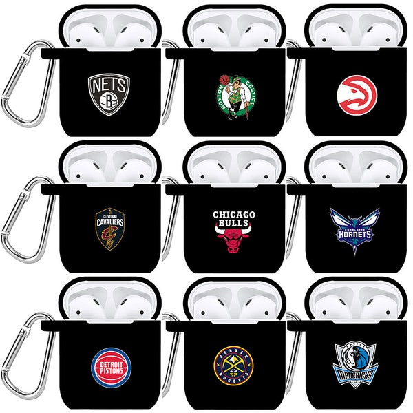NBA Team Printed Black AirPods Case - Compatible with AirPods 1, 2, 3, And Pro - Show Your Love for American Basketball !!