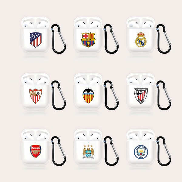 Fußball-Fußball-Team-AirPods-Hülle – kompatible AirPods 1, 2, 3, Pro – Bayer Leverkusen – Al Nassr, Barcelona, Real, City – jeder Club, den Sie wollen