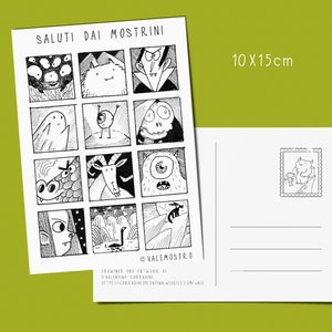 carte postale monstres mignons