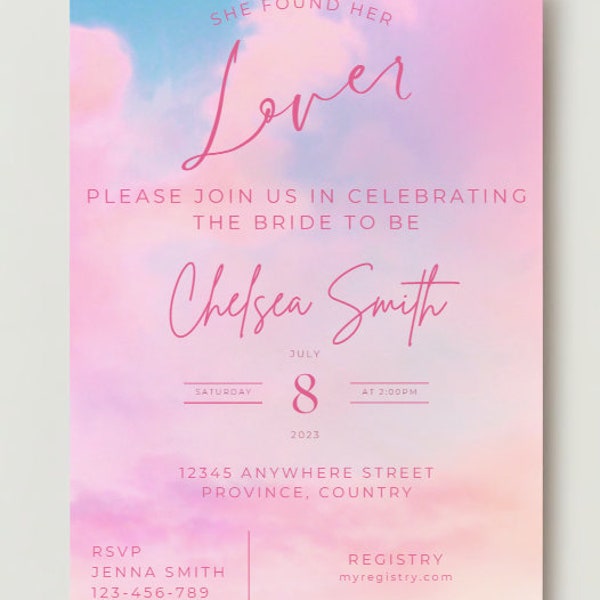 Taylor Swift Inspired Lover Themed Bridal Shower Invitation