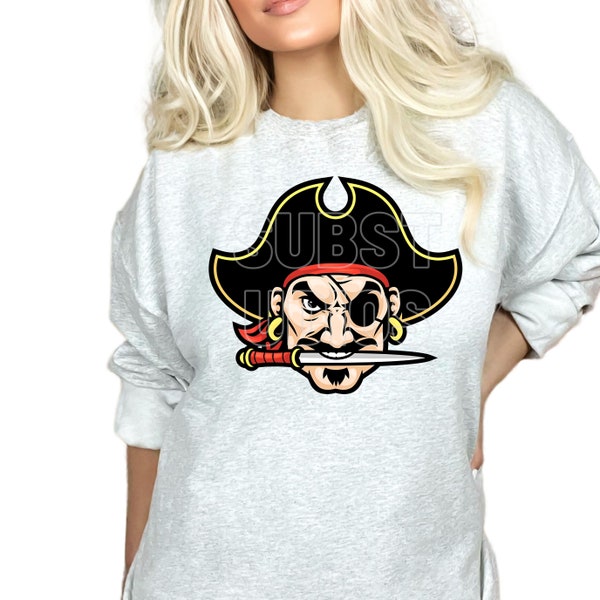 2 Preppy Pirate Mascot PNG School Mascot College Spirit shirts Sublimation DTF trendy shirt Pirate sublimation Highschool mascot