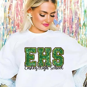 Easley High School Green Wave Glitter PNG Sublimation DTF , Clip Art Image Download  EHS