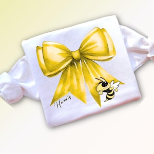 Hornets PNG Bow Hair Ribbon with Star Eye Sunglasses, Trendy Preppy Mascot for School, 300 DPI Instant Download Sublimation Gift Idea