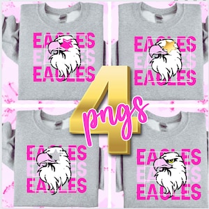 4 Preppy pink EAGLE Mascot PNG Star Eyes  Great for Team Shirts High School College Gifts  Sublimation dtf png Design Download File