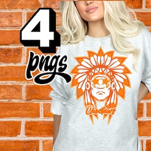 Choctaw PNG Orange, Star Eye Sunglasses, 5 Images, Trendy Preppy Mascot for School, 300 DPI Instant Download Sublimation Gift Idea