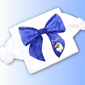 Blue Eagle PNG Coquette Bow, Trendy Preppy Mascot for School, 300 DPI Instant Download Image 4 Sublimation Spirit Shirts and Other Gifts
